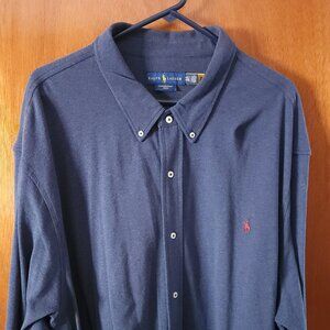 Men's 4XLT Ralph Lauren Blue Featherweight Mesh Long Sleeve Button Down Shirt